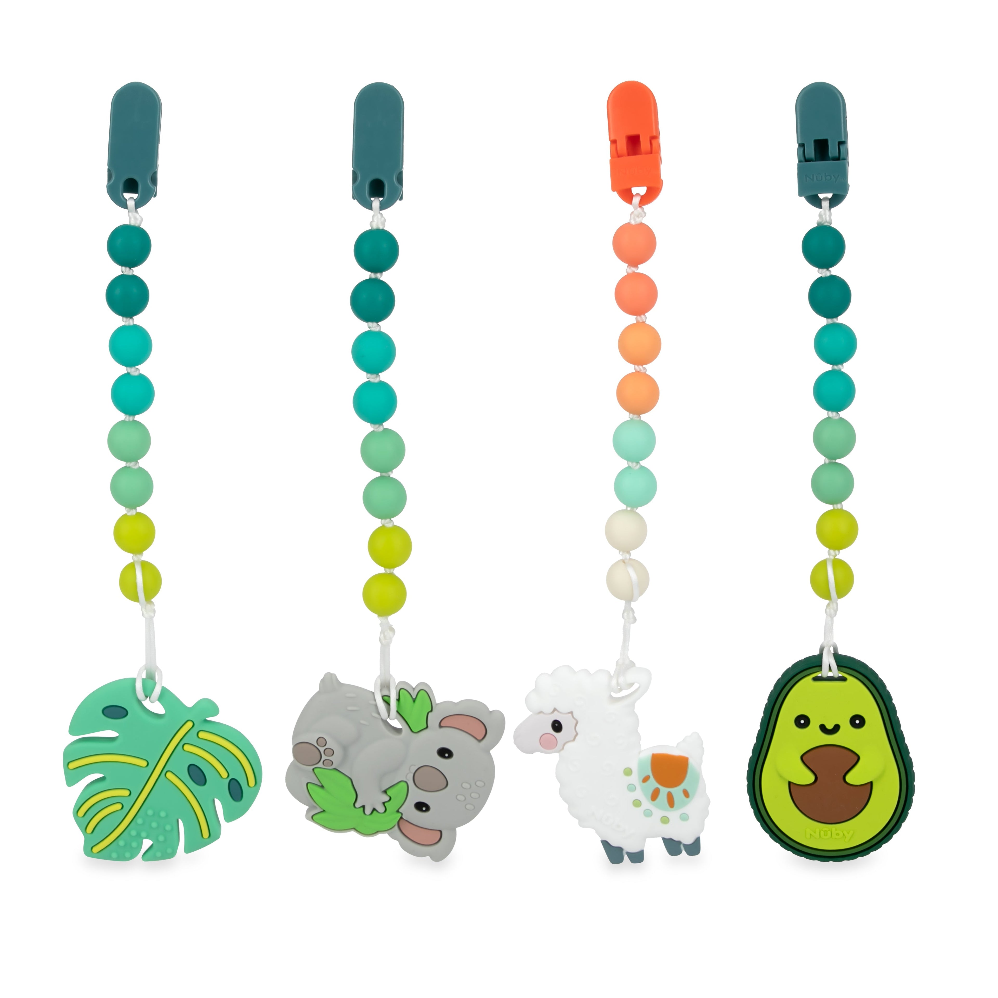 Silicone Teether with Pacifier Clip | Avocado