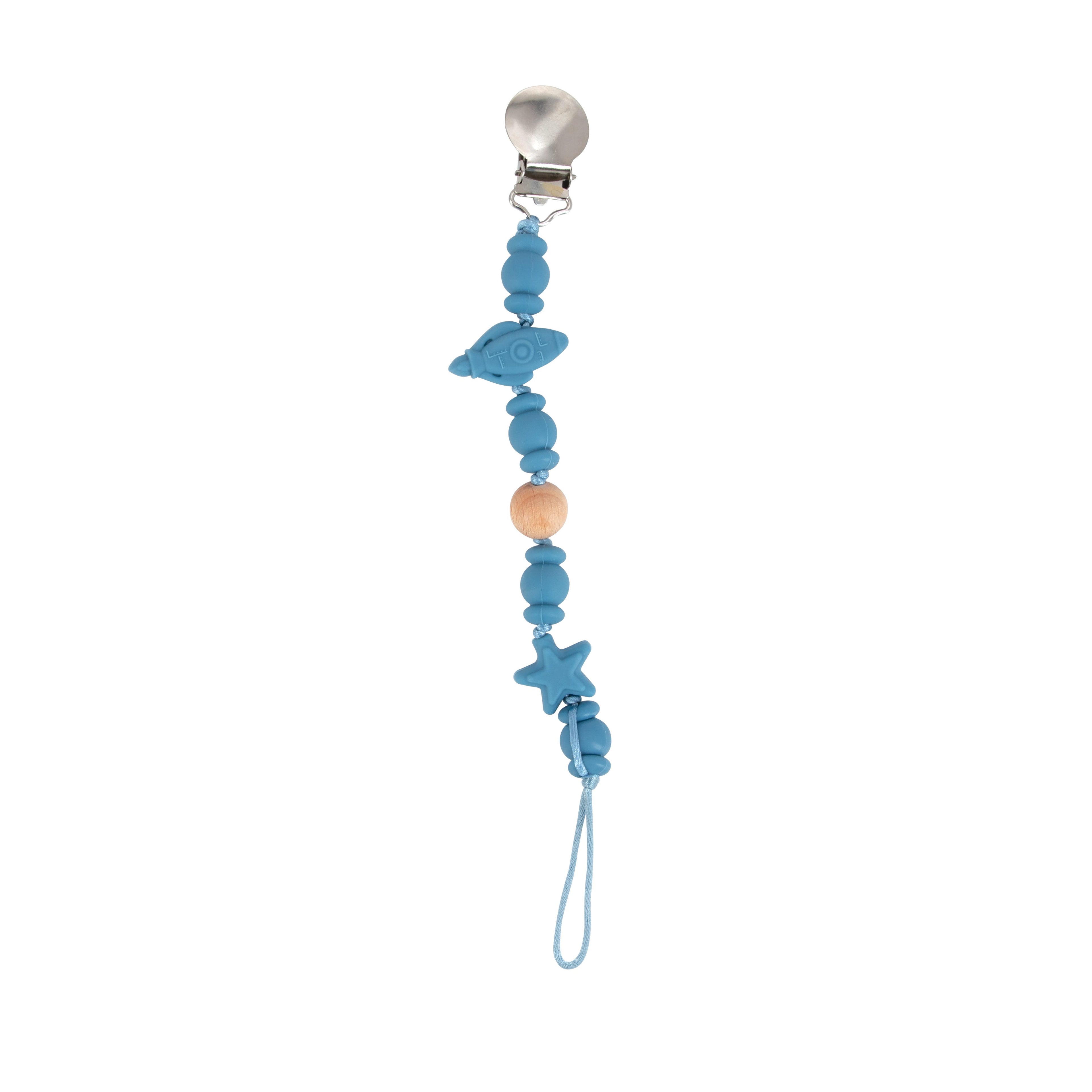 Silicone and Wood Beaded Pacifier Clip