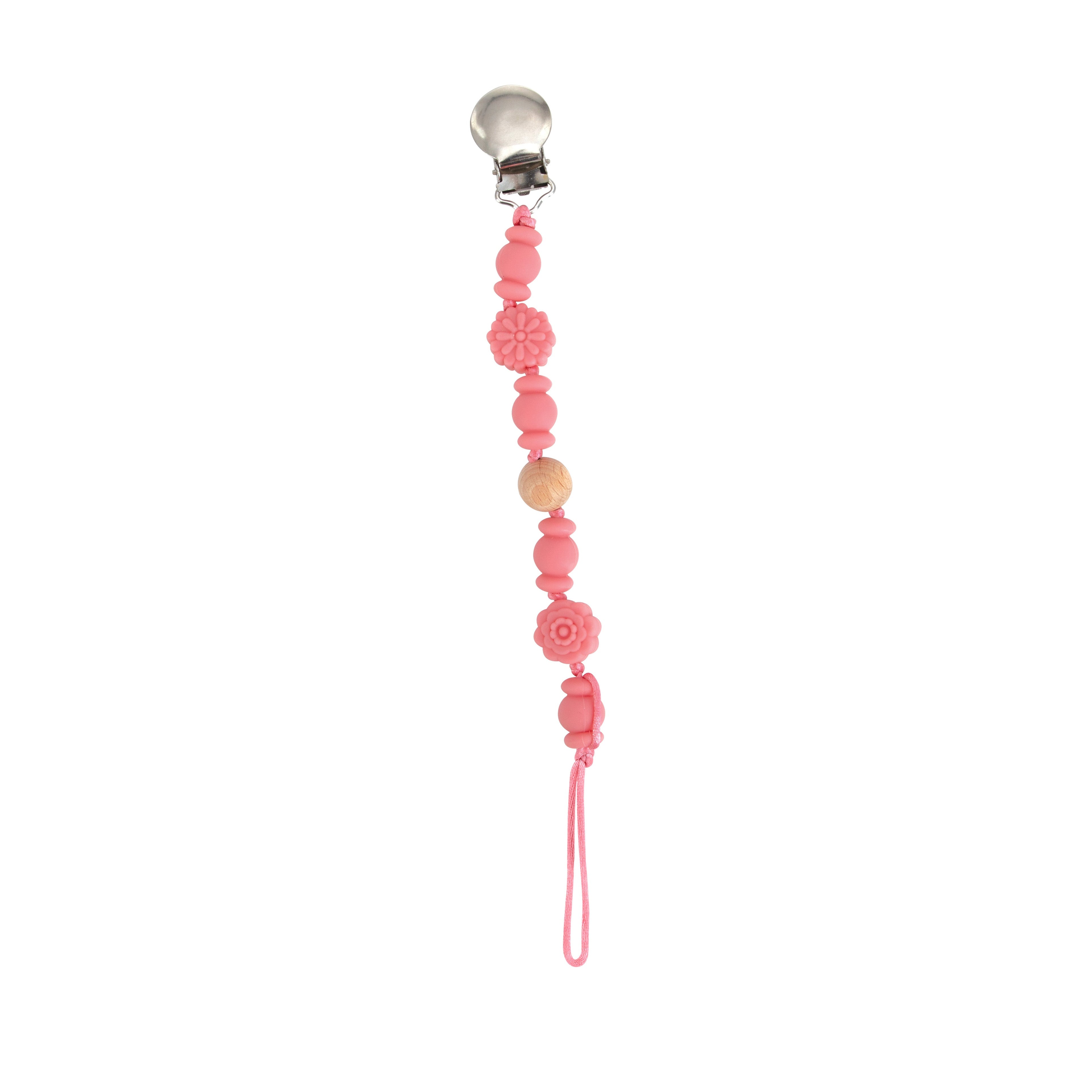 Silicone and Wood Beaded Pacifier Clip