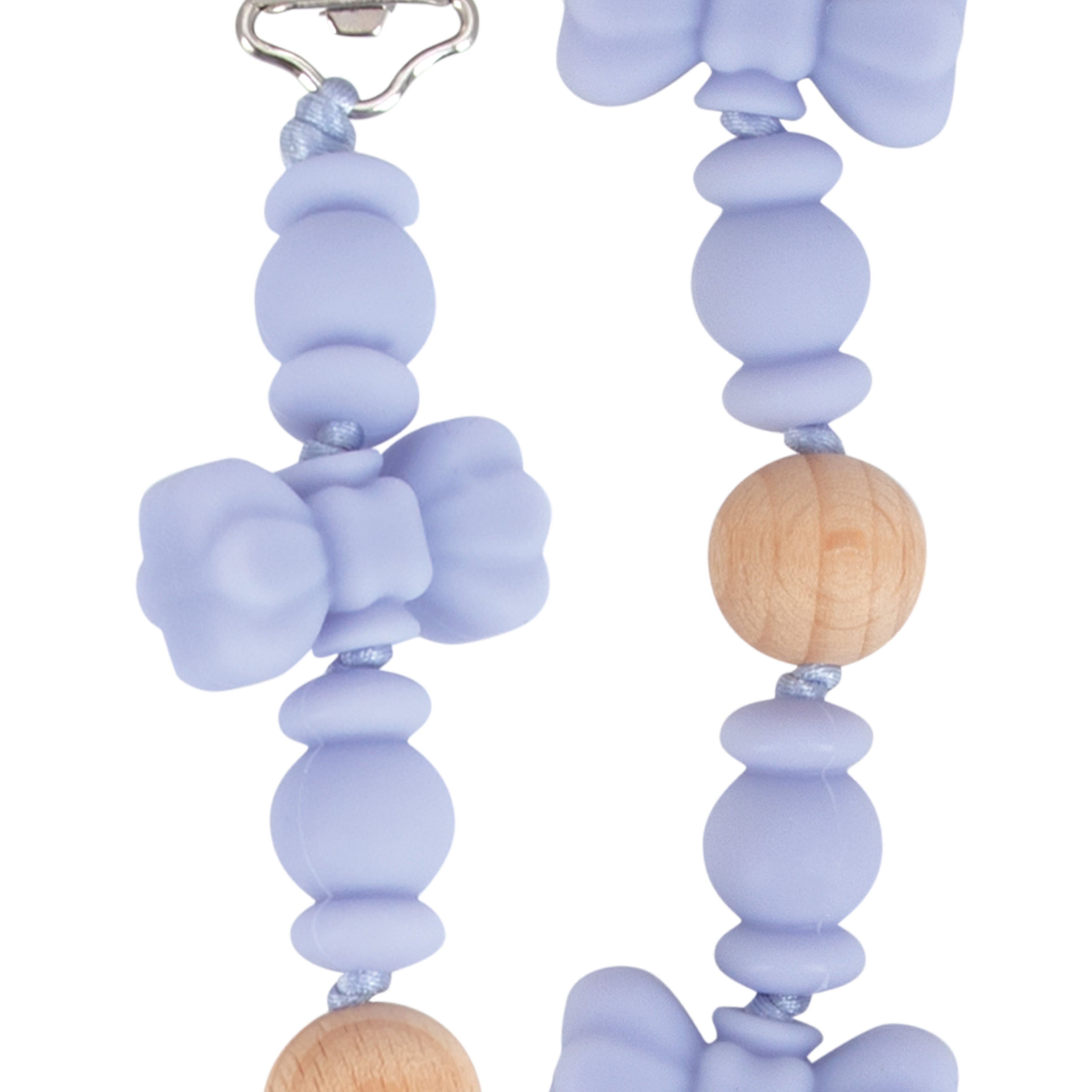 Silicone and Wood Beaded Pacifier Clip