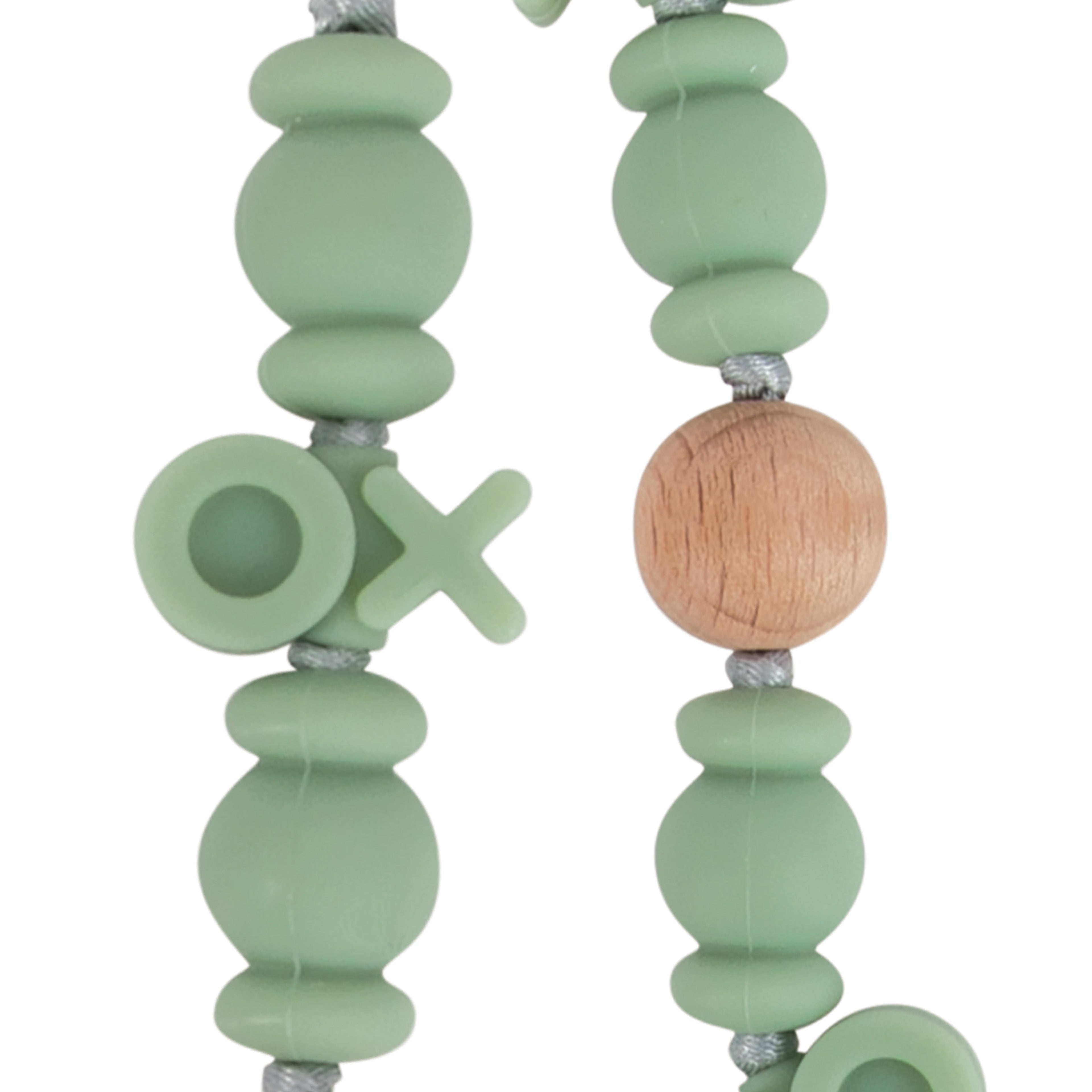 Silicone and Wood Beaded Pacifier Clip