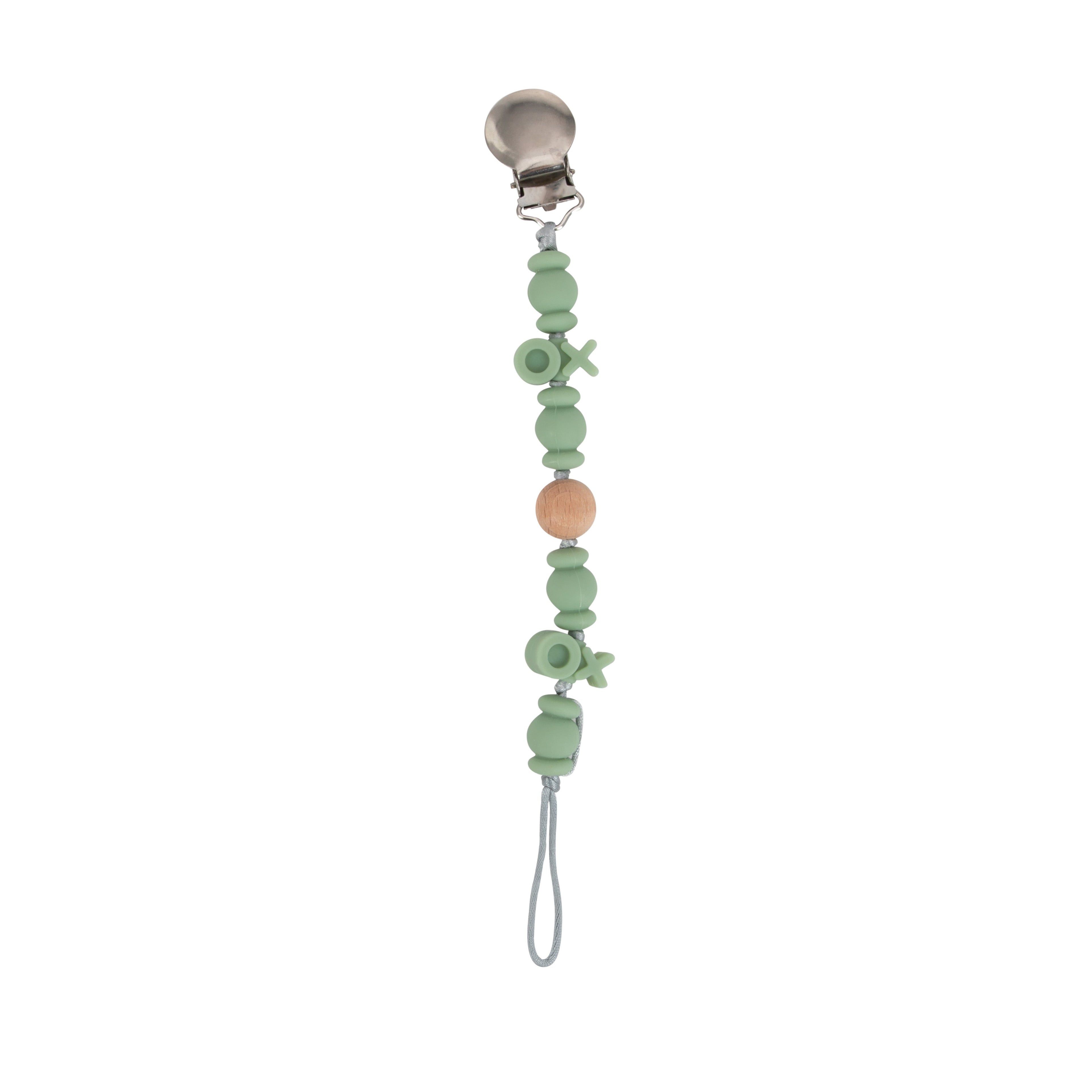Silicone and Wood Beaded Pacifier Clip