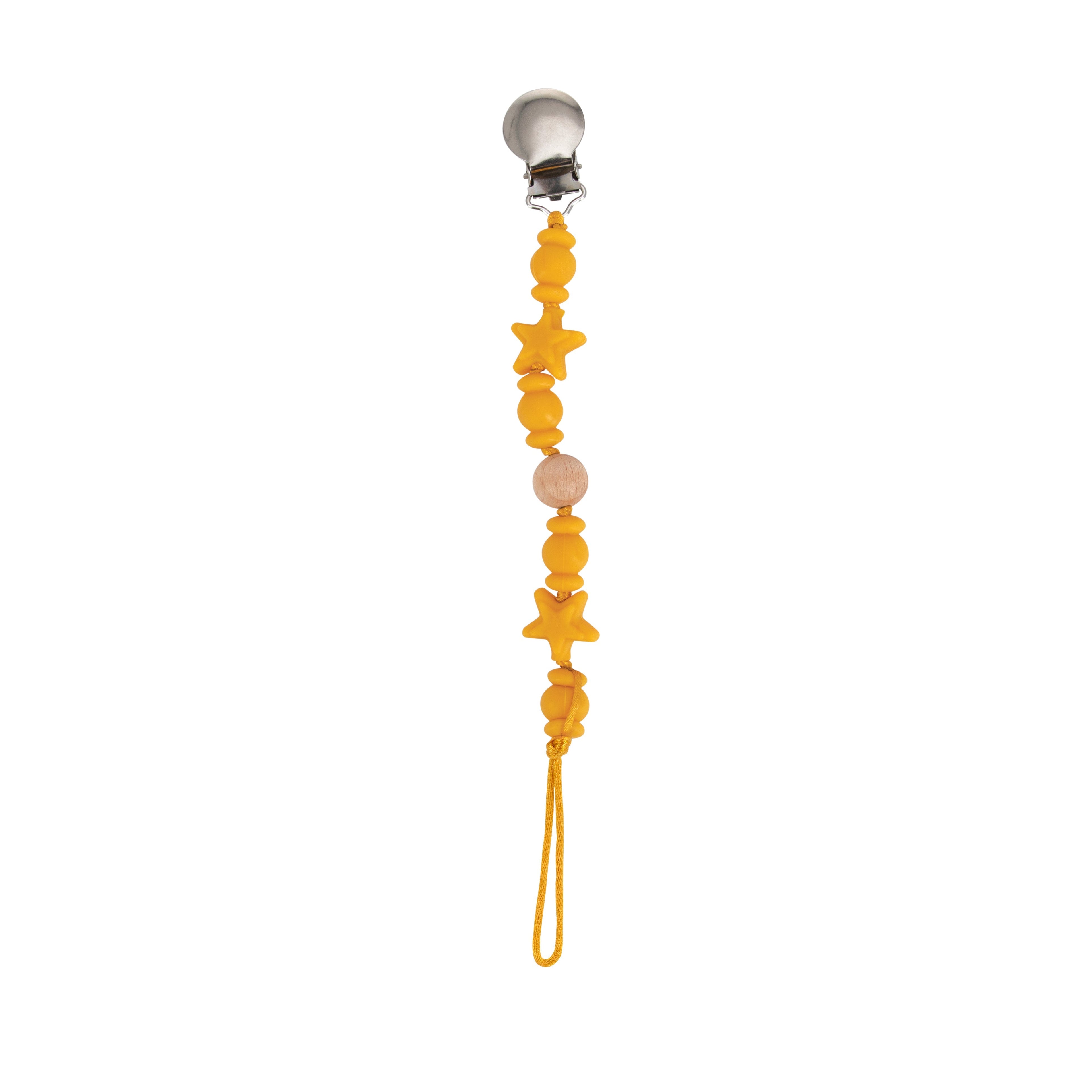 Silicone and Wood Beaded Pacifier Clip