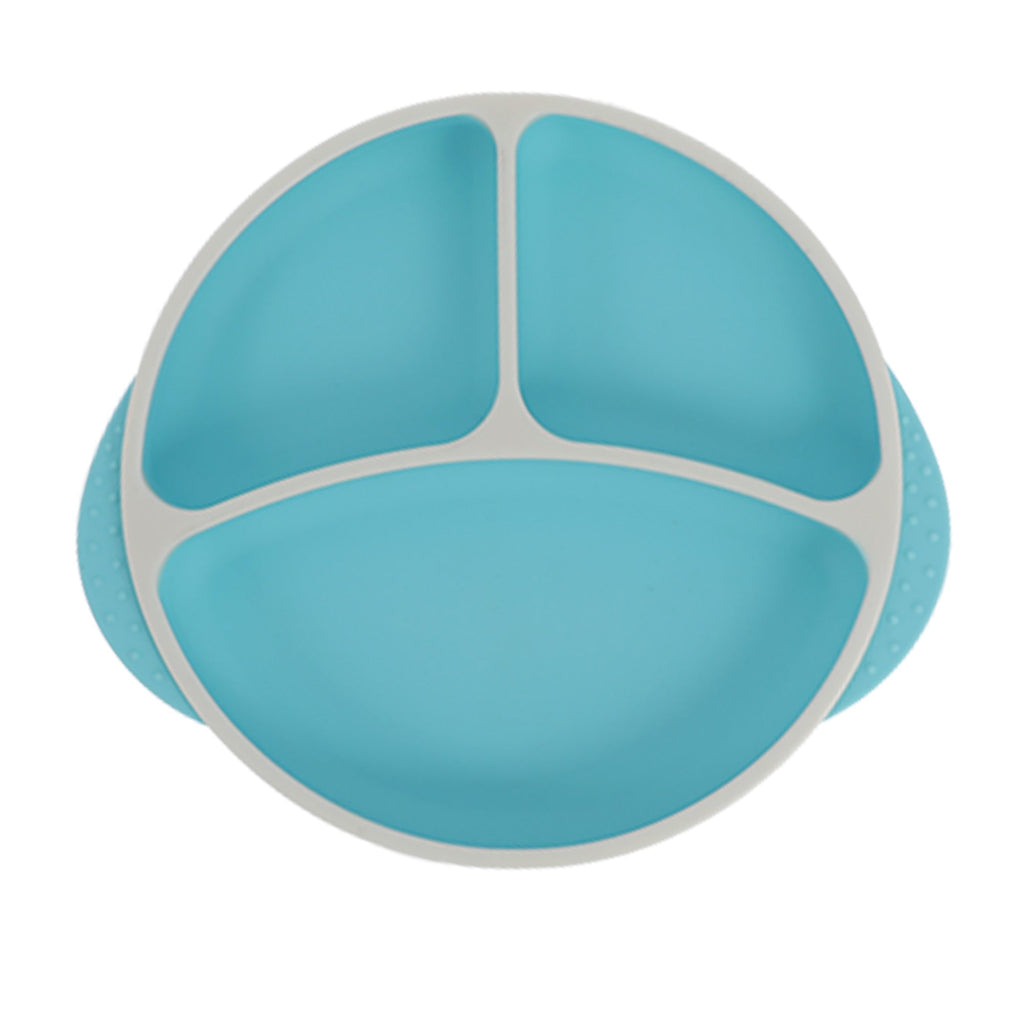 Round Silicone Suction Plate & Lid (2 Pack) | Orange / Aqua
