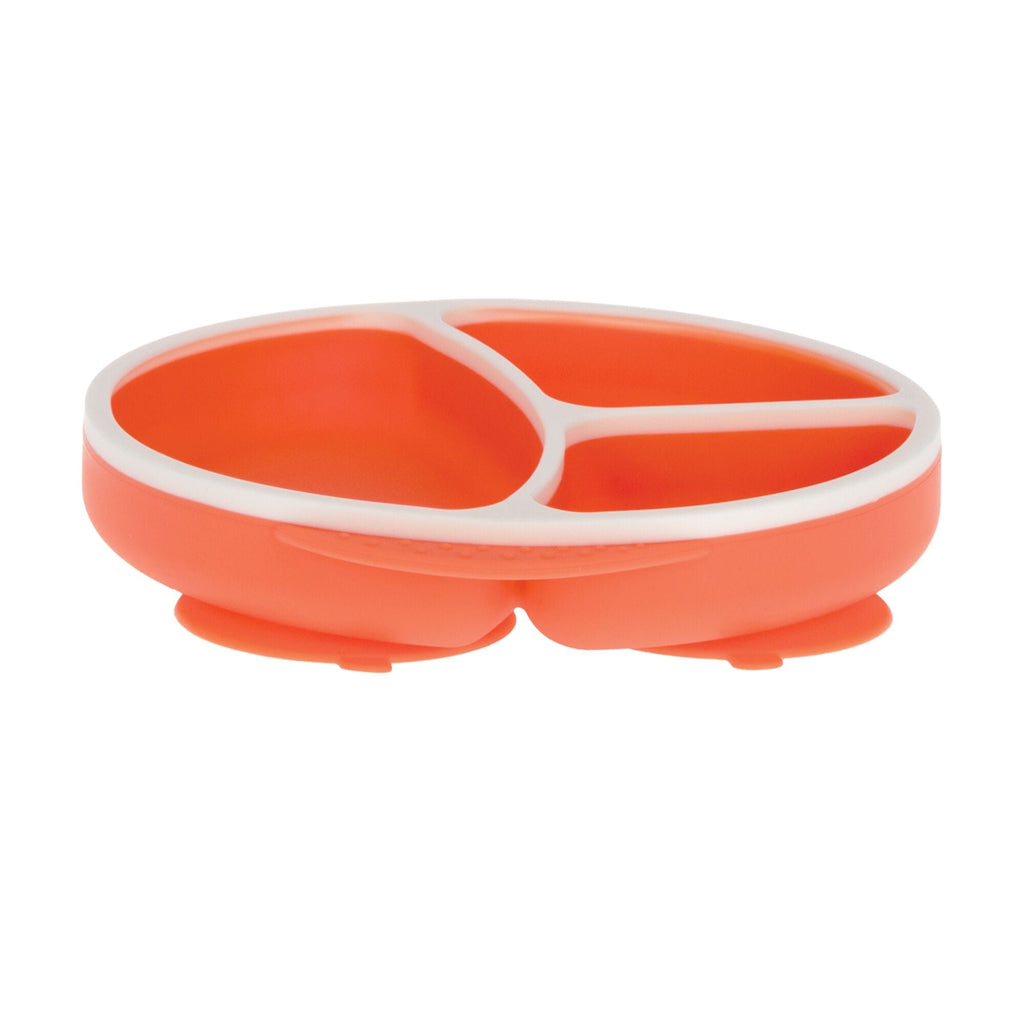 Round Silicone Suction Plate & Lid (2 Pack) | Orange / Aqua