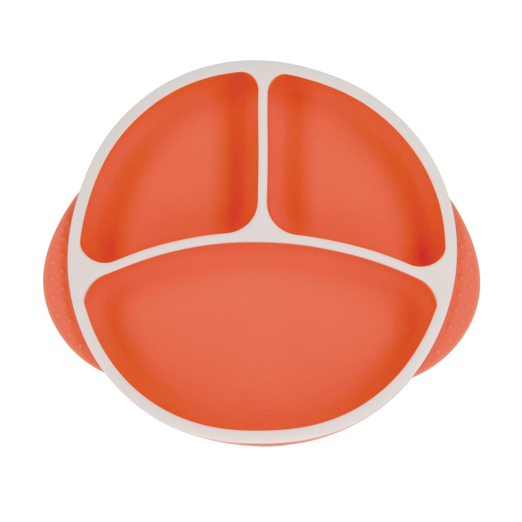 Round Silicone Suction Plate & Lid (2 Pack) | Orange / Aqua